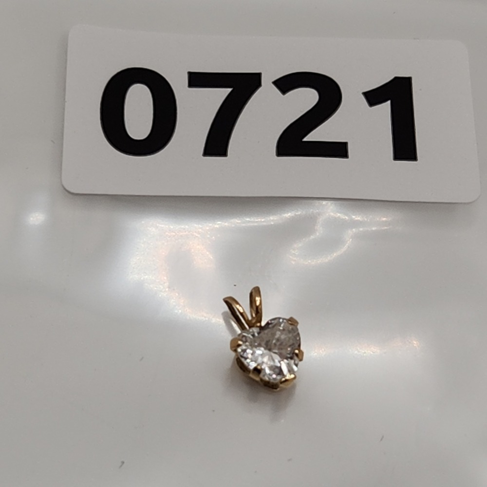 Dainty 14k Yellow Gold Heart CZ Solitaire Pendant 0.55g Fine Jewelry Minimalist - Picture 7 of 8